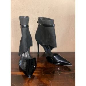 Schutz Andy Glam Disco Up Town Clear Crystal Embellished Black Leather Heels
